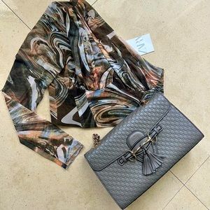 Zara Sheer Sleeve Crop Top